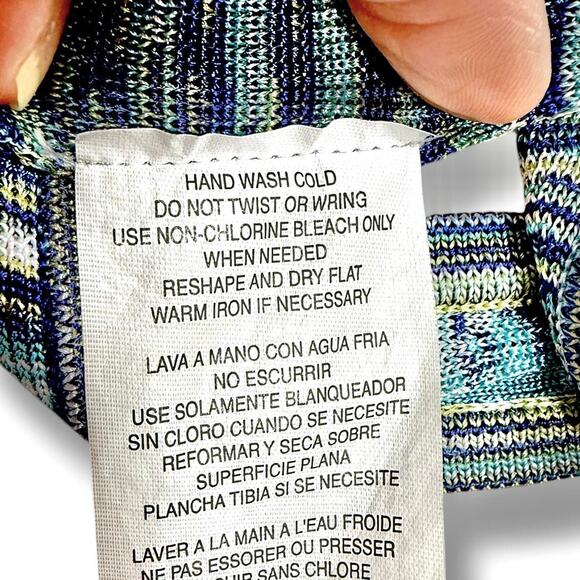 Vintage Bebe Space Dye Rayon Knit Cami Tank Top Blue Green Y2K Stretch Size S - Picture 8 of 8